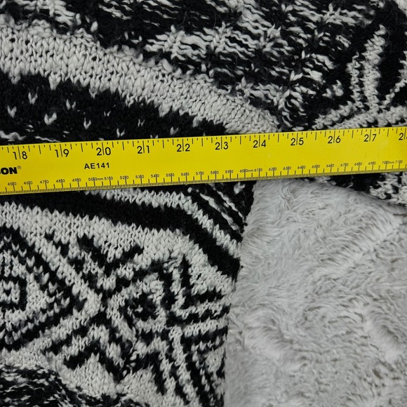 Abercrombie Fitch Cardigan Sweater One Size Black White Fair Isle Shawl Collar - Picture 10 of 11